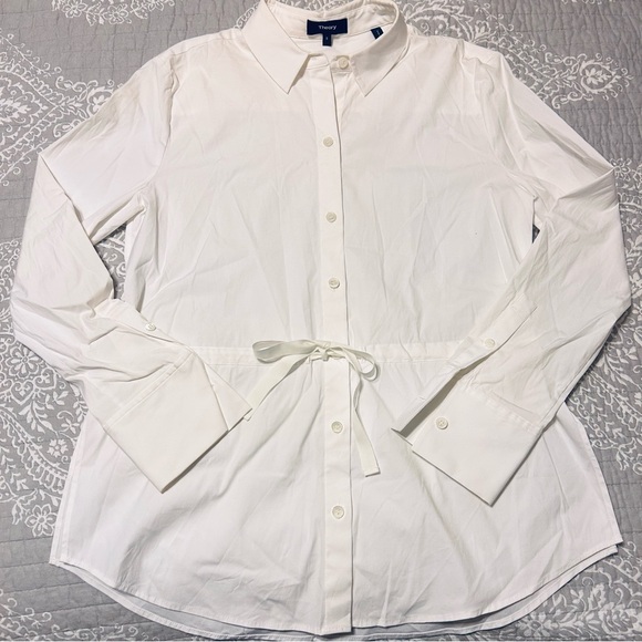 THEORY Tie-Waist Button-Down Blouse - Picture 3 of 6